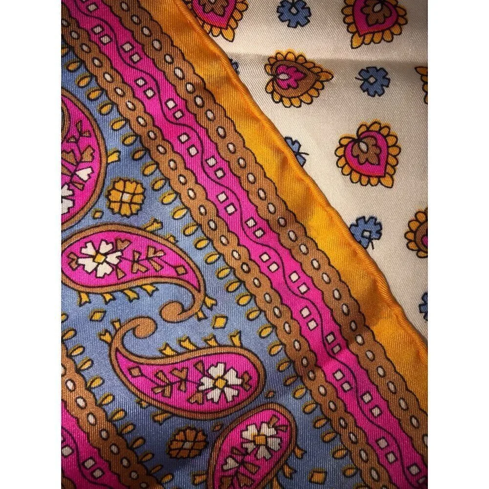 Vintage Paisley Floral Scarf Vibrant Colors 18